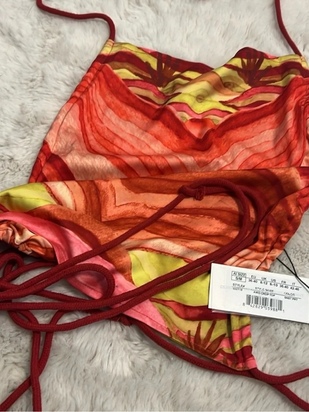Andrea Iyamah AIKO CROP TOP in sunset Print / Abstract swim bikini top new
